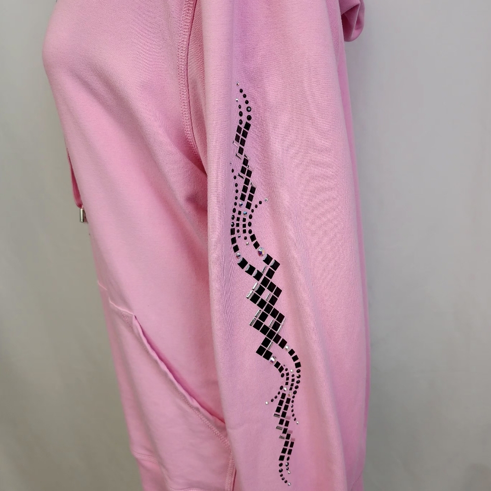 Women's Christine Alexander Pastel Pink Zip Up Hoodie w/ Bling Size 1X - Picture 3 of 5